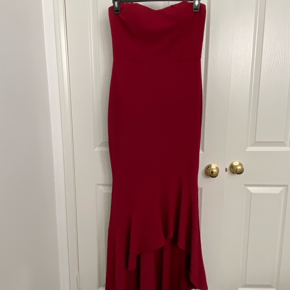 Formal Mermaid Floor Length Strapless Red Dress